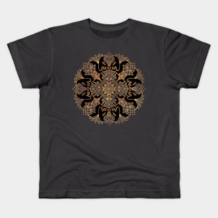 Black and Gold Lotus Mandala Kids T-Shirt